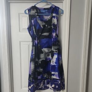 Simply Vera Vera Wang Abstract Blue, Purple, and Black Dress Size 4